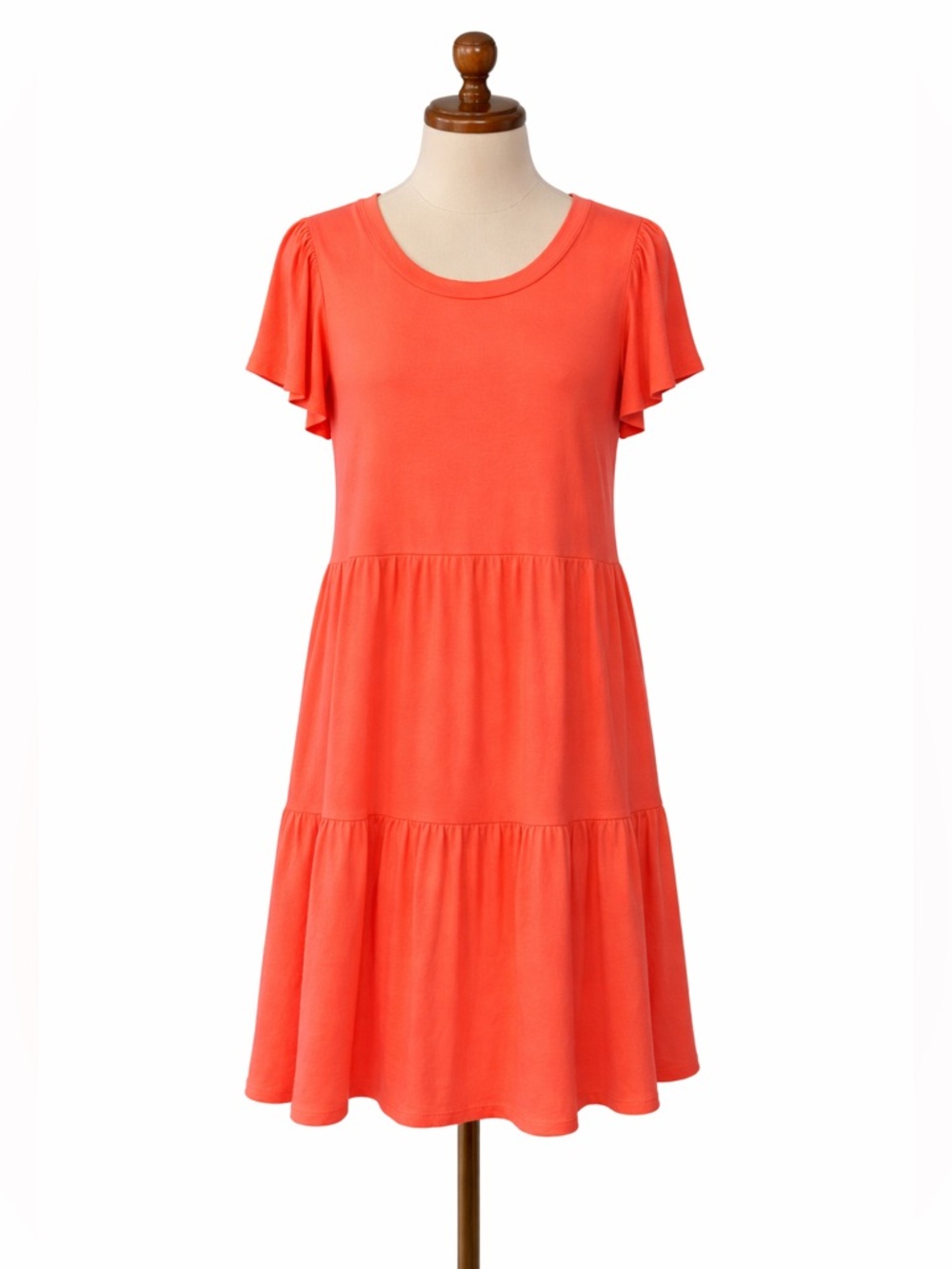 J Crew Factory women’s knit tiered mini dress in a peachy orange Size S